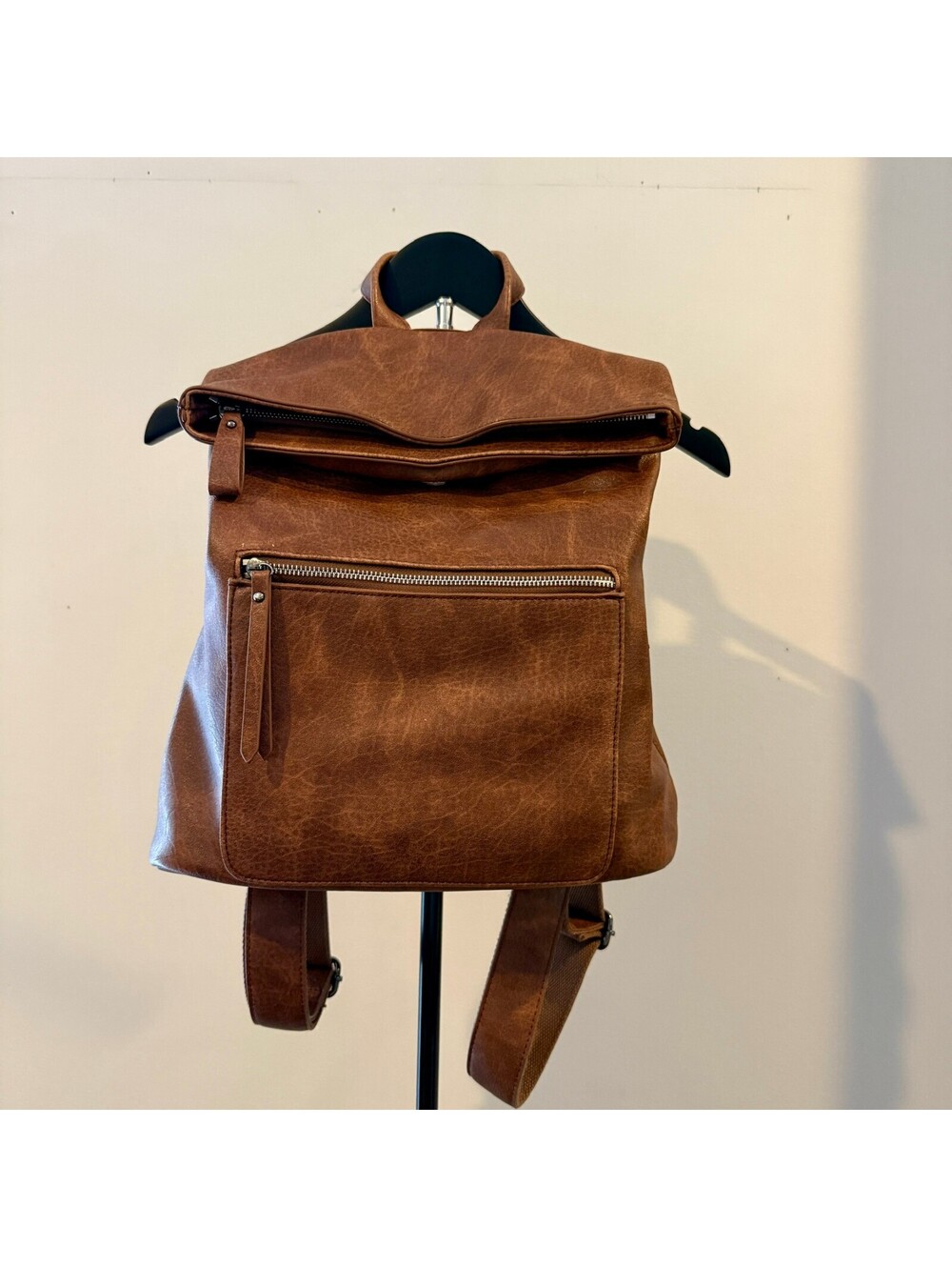 Urban Expressions Convertible Backpack Crossbody Bag Brown Vegan Leather Paisley
